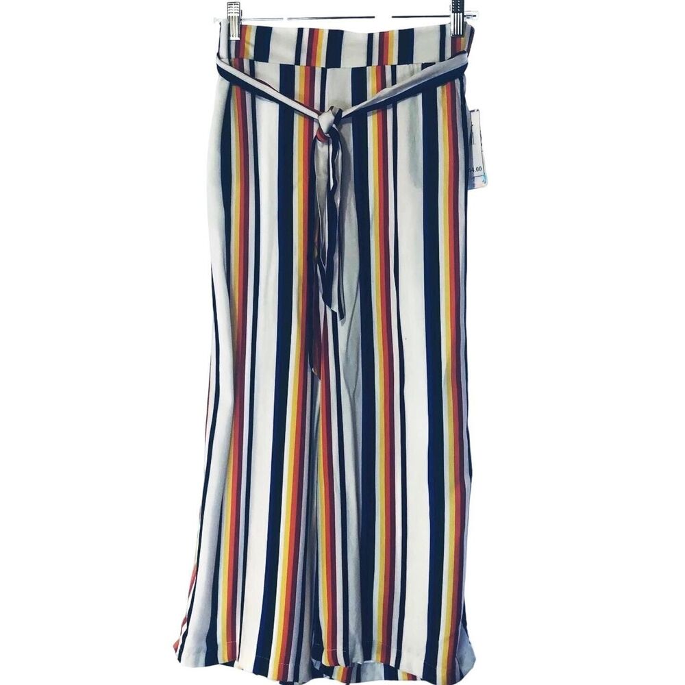 Harmony + Havoc Palazzo Wide Leg Striped Trouser Pants Size 7 Rainbow Boho